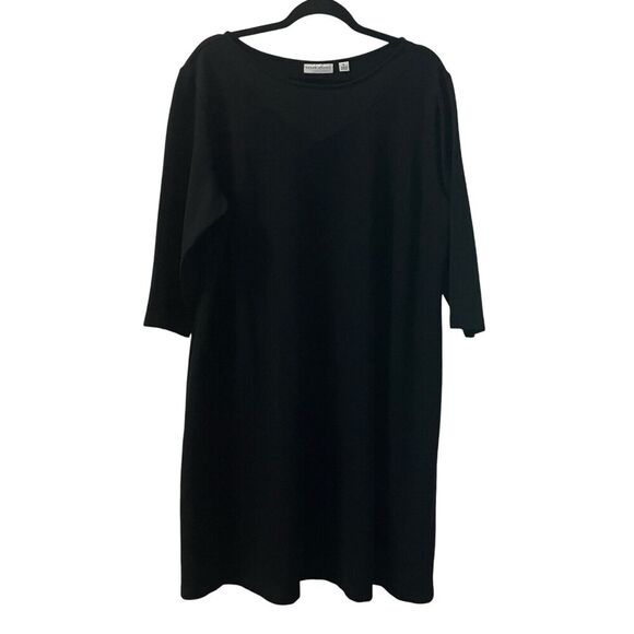 Susan Graver Dress Women’s XL Black Shift Minimalist Business Casual Modest - Picture 1 of 6